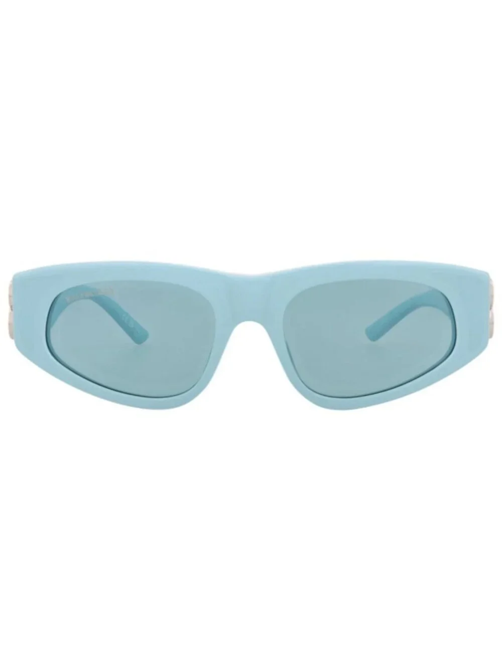 New Balenciaga Women's Sunglasses Cat Eye Recycled Acetate Frame Blue Silver